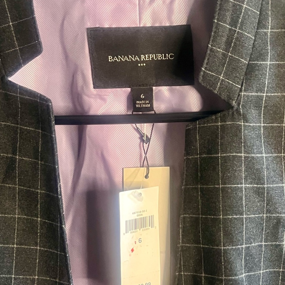 Banana Republic Charcoal Windowpane Blazer